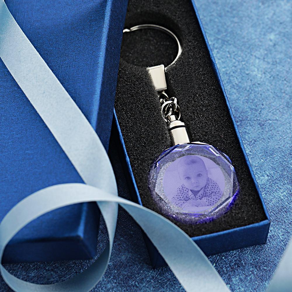 Custom Crystal Keyring with LED Light to keep memories with you always Gift for Father's Day