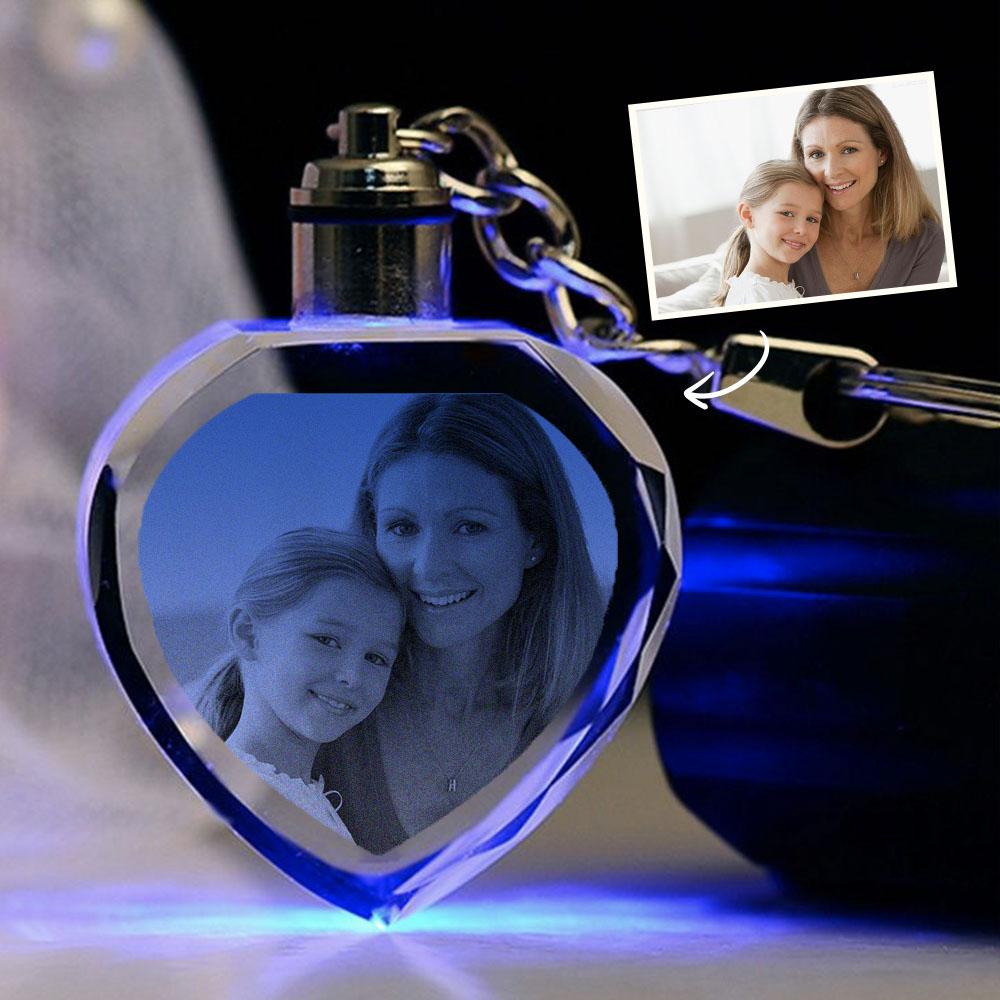 Custom Heart Shape Crystal Keyring Gift for Mum - Baby And Mum