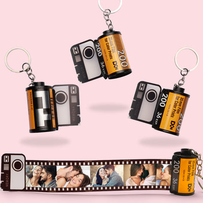 Custom Colorful Camera Roll Keyring - Couple