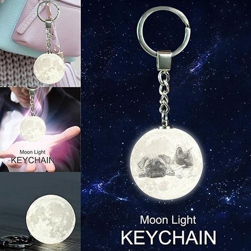 Custom Color Photo Keychain 3D Printed Moon Lamp For Pet