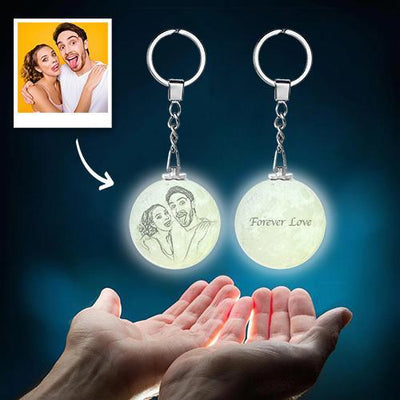 Custom Photo Keychain 3D Printed Moon Lamp For Couple
