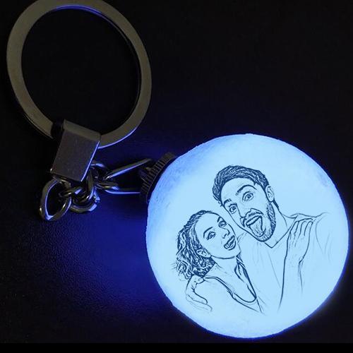 Custom Color Photo Keychain 3D Printed Moon Lamp