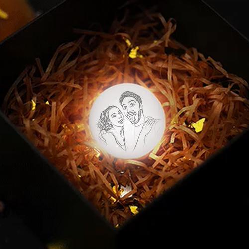 Custom Color Photo Keychain 3D Printed Moon Lamp For Couple