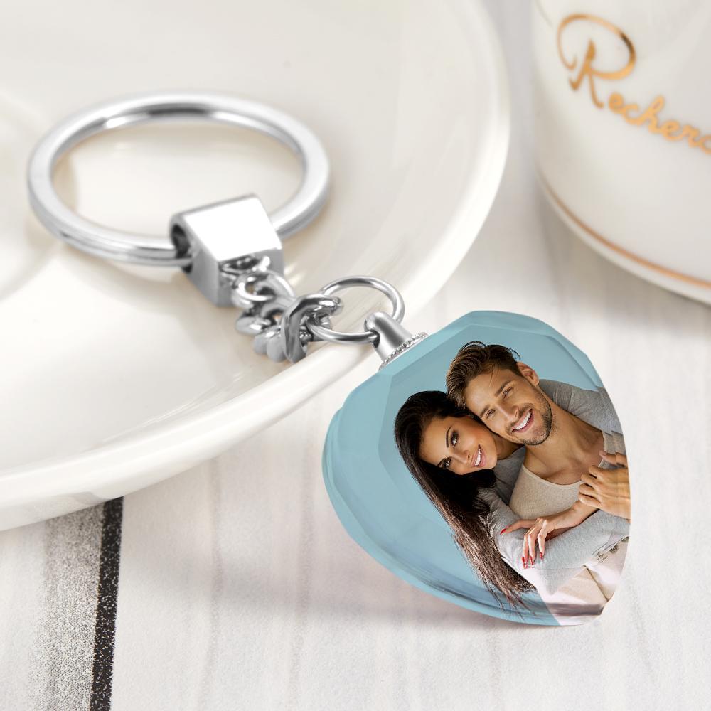 Custom Photo Crystal Keyring with LED Light Gift for Mother's Day