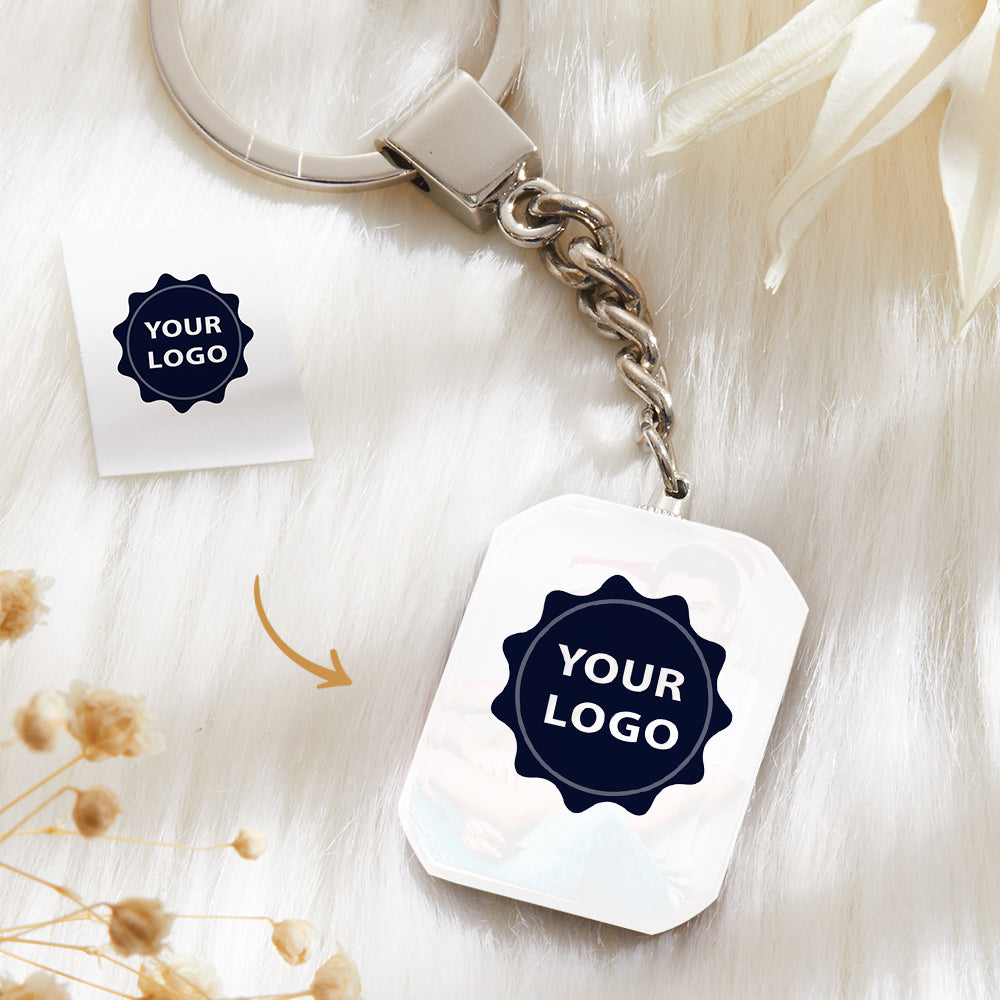 Personalised Business Gift Custom Crystal Photo Keyring - Rectangle