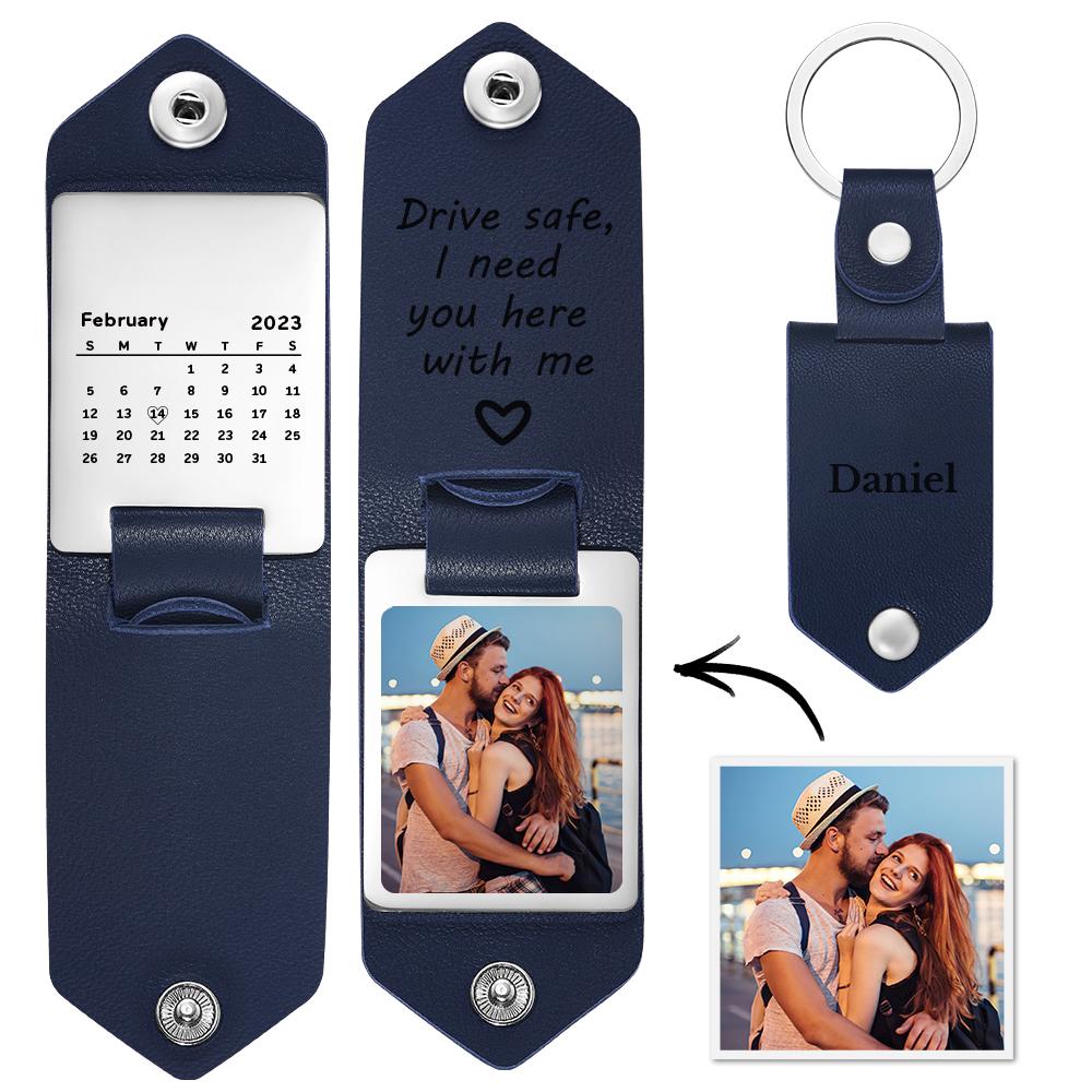Drive Safe Keychain Gifts for Lover Calendar Keychain Photo Gifts