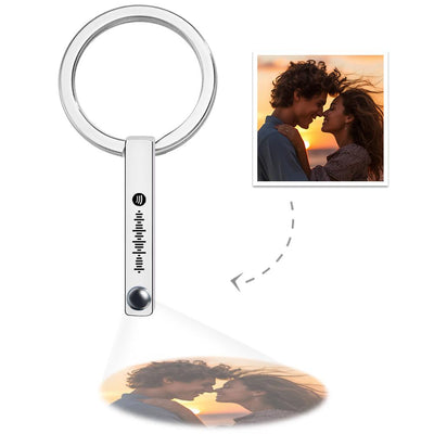 Personalized Photo Projection Keychain Custom Scannable Spotify Code Keychain Memorial Song Gift - photomoonlampuk
