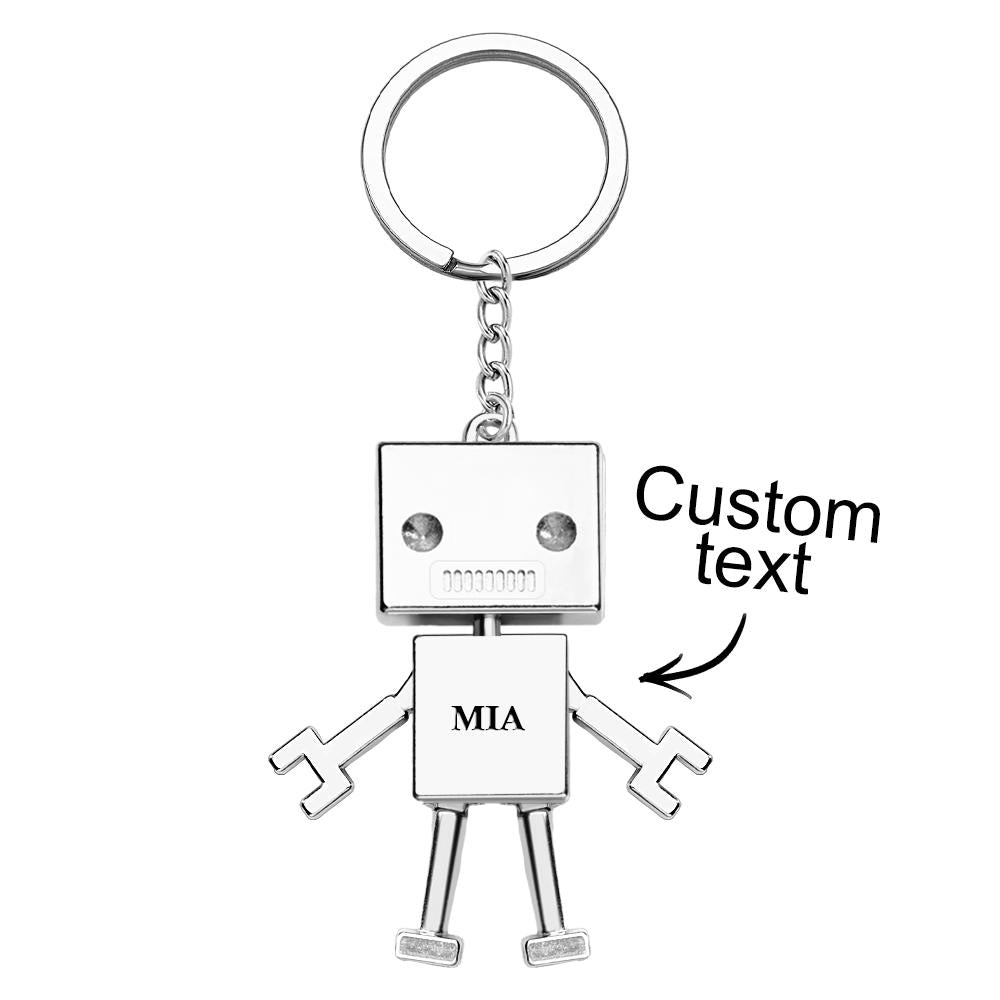 Custom Text Robot Charm Keychain Personalized Keychain Funny Gift