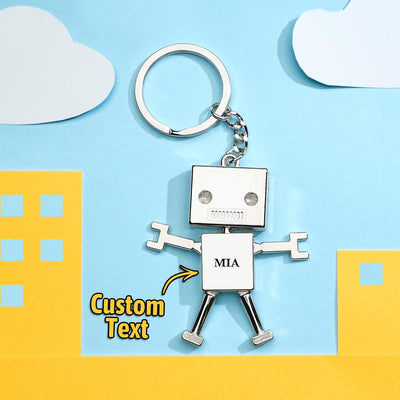 Custom Text Robot Charm Keychain Personalized Keychain Funny Gift - photomoonlampuk