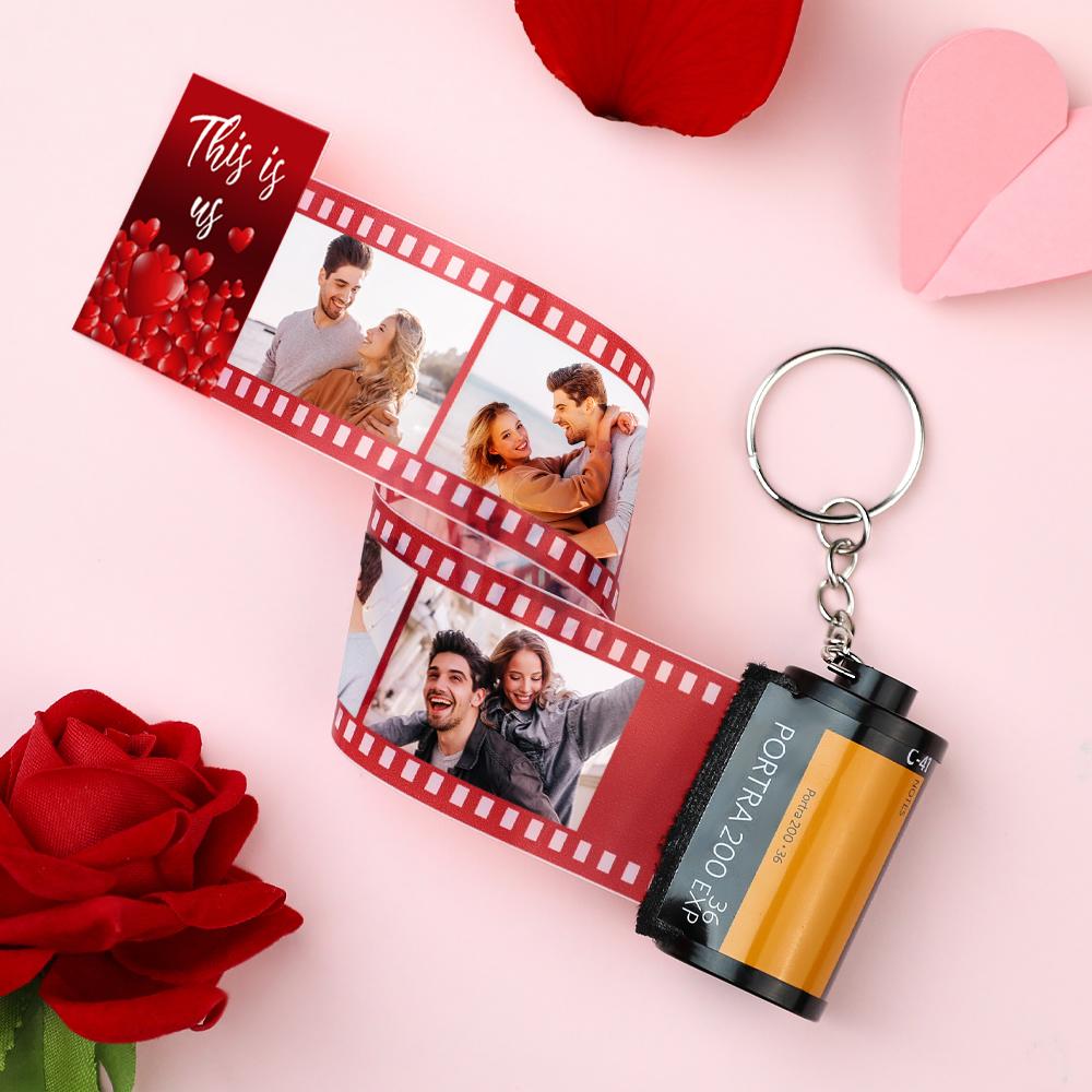 Custom Photo Film Roll Keychain This Is Us Theme Love Heart Camera Keychain Valentine's Day Gift