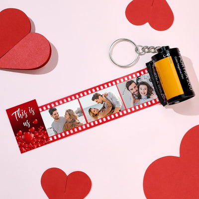 Custom Photo Film Roll Keychain This Is Us Theme Love Heart Camera Keychain Valentine's Day Gift - photomoonlampuk