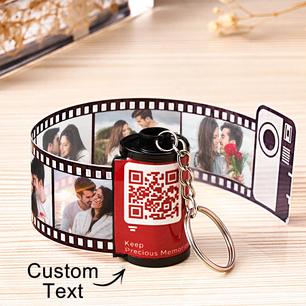 Scannable QR Code Colorful Shell Film Roll Keychain With Your Photo Camera Keychain Valentine's Day Gift