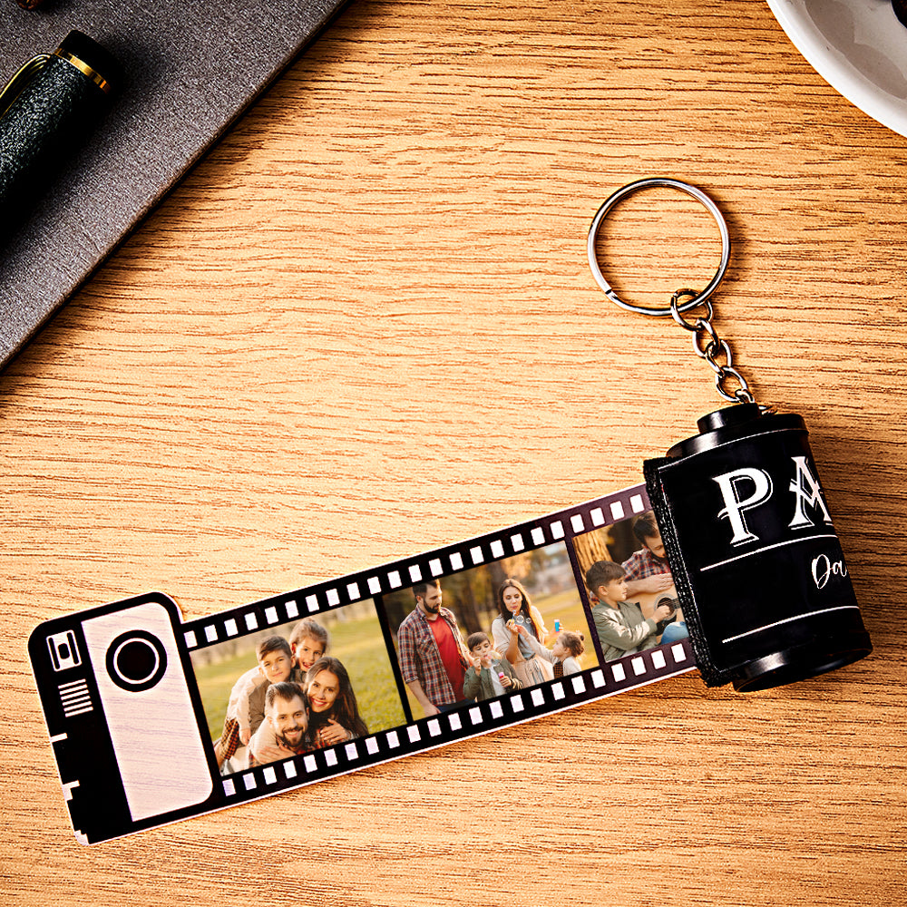 Custom Photo Film Roll Keychain Engravable Shell Camera Keychain Father's Day Gift