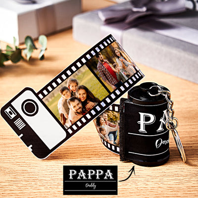 Custom Photo Film Roll Keychain Engravable Shell Camera Keychain Father's Day Gift - photomoonlampuk