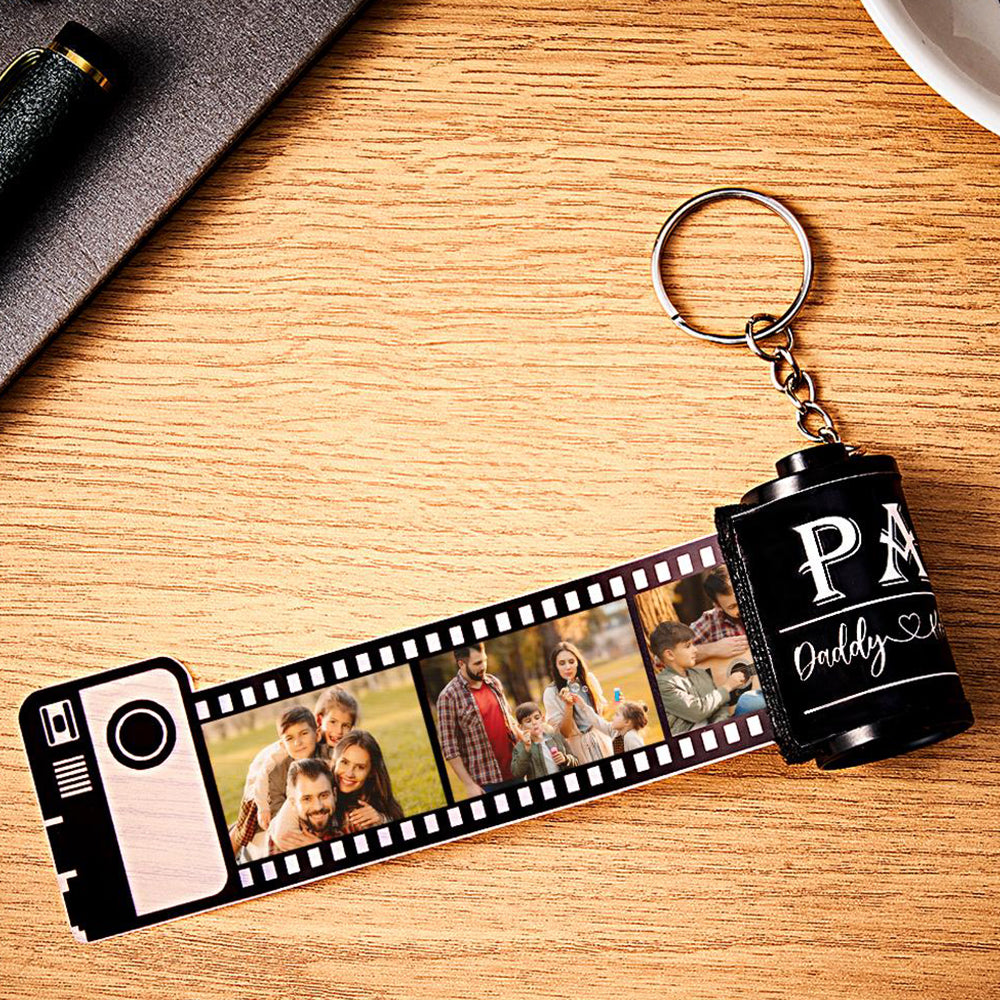 Custom Photo Film Roll Keychain Engravable Shell Camera Keychain Father's Day Gift