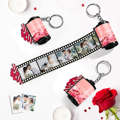 Custom Photo Film Roll Keychain Gift Box Decor Camera Keychain Valentine's Day Gifts For Couples - photomoonlampuk
