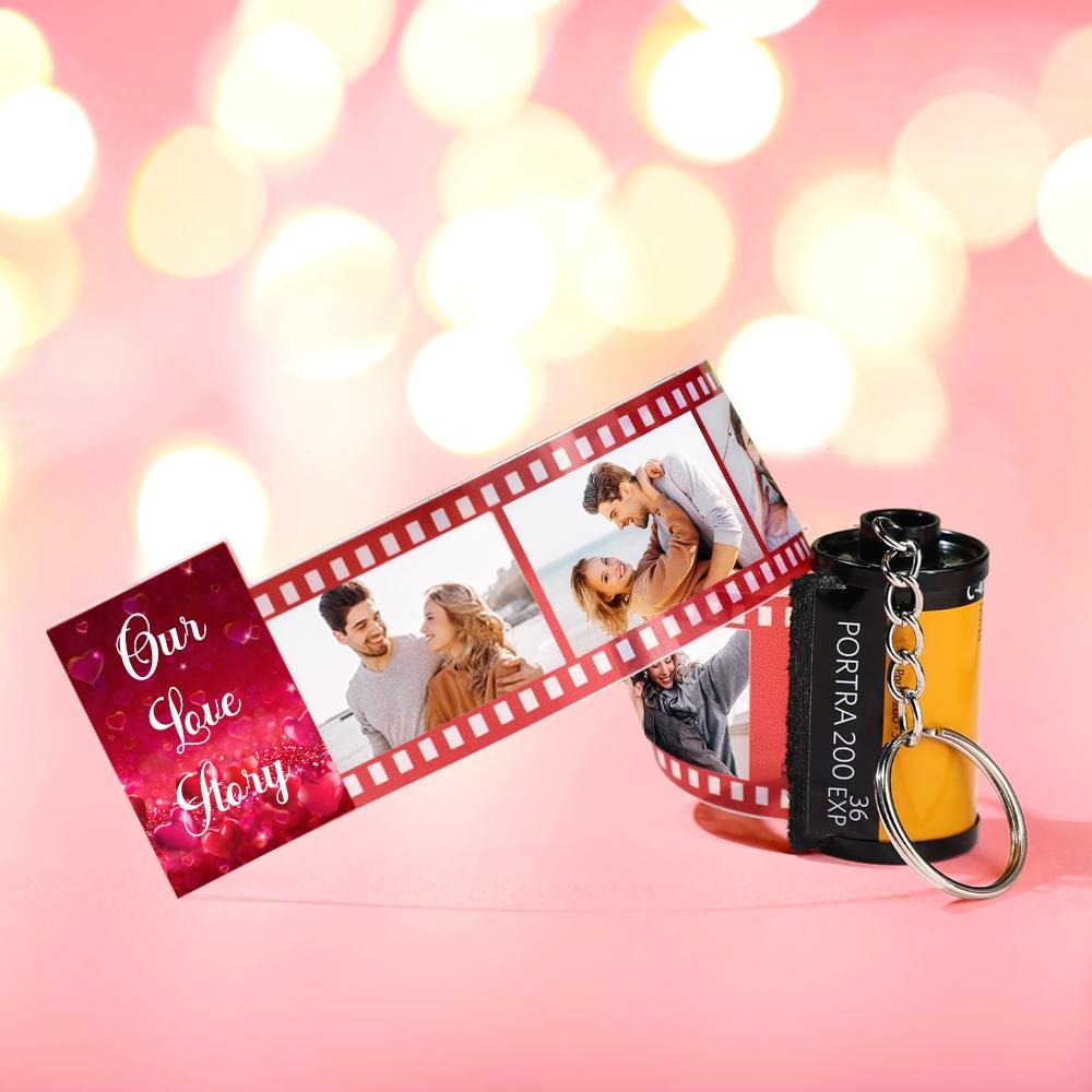 Love Story Photo Camera Keychain Love Pocket Film Roll Keychain Valentine's Day Gifts For Couples