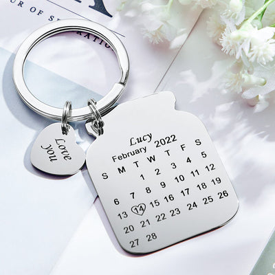 Mother's Day Gifts Custom Engraved Bottle Calendar Keychain Save The Date Keychain Birthday Gift