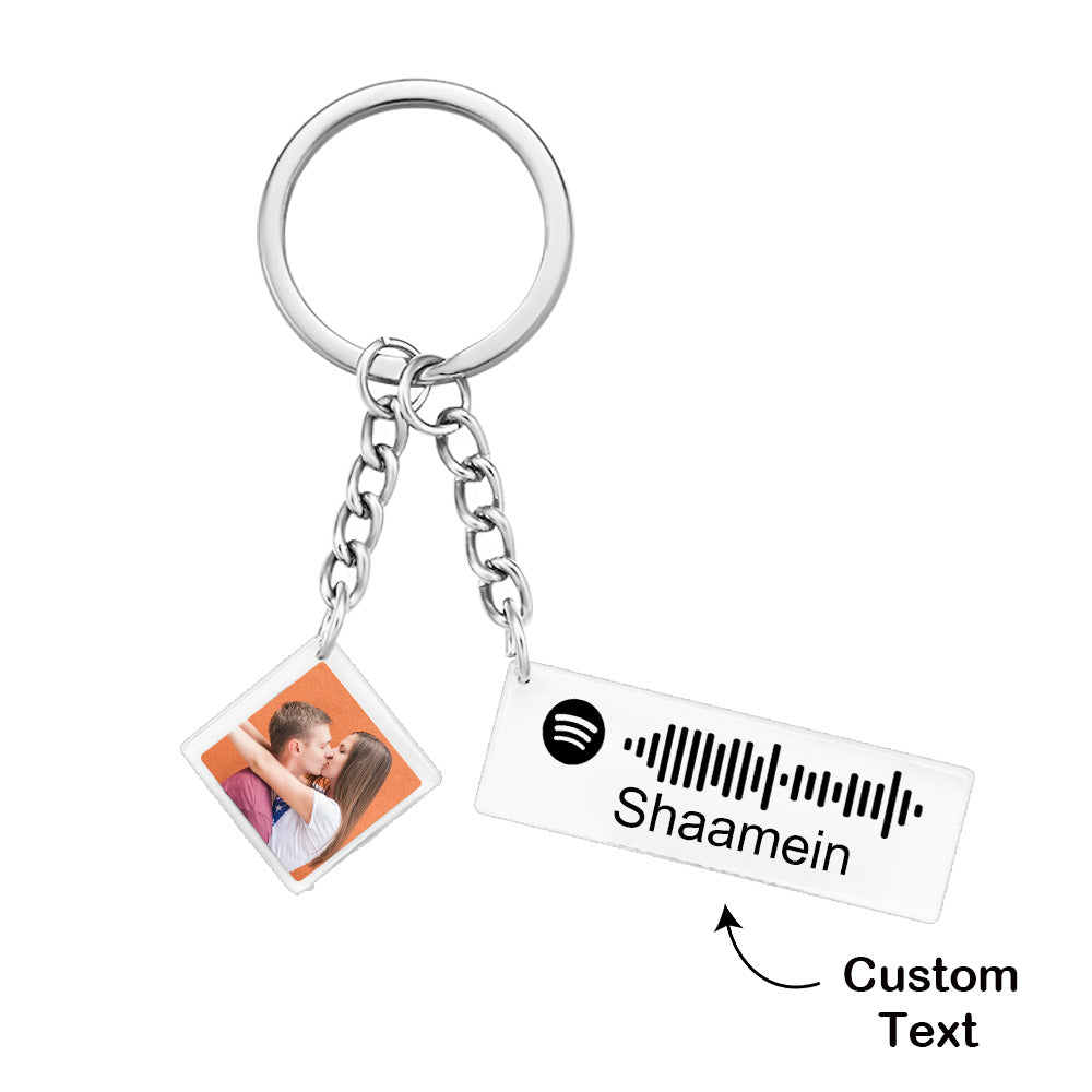 Custom Music Code Keychain Photo Engraved Keychain Valentine's Day Gift for Lover