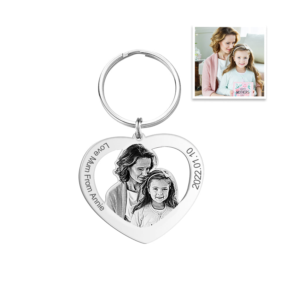 Custom Heart Couple Heart Key Chain Wedding Gift Personalised Engraving Keychain