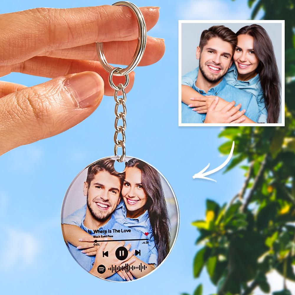 Personalised Scannable Spotify Code Keychain Custom Photo Keychain Gifts for Couple