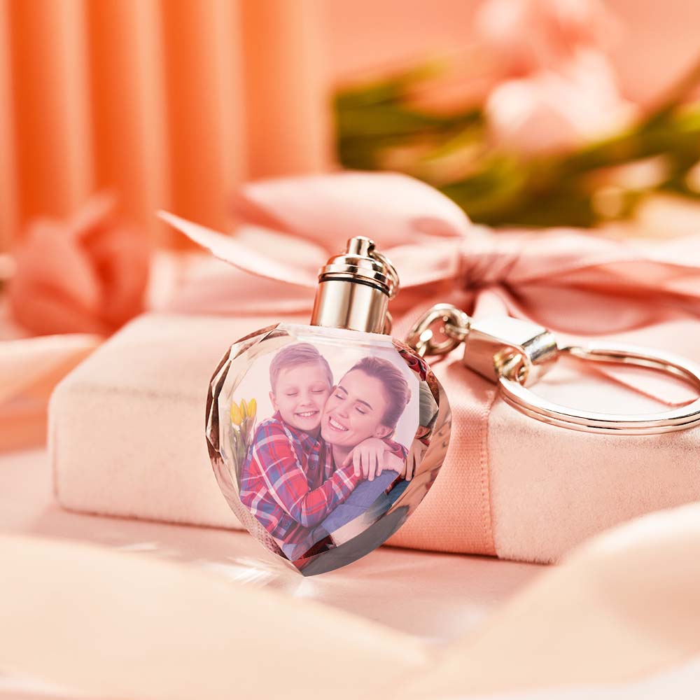 Custom Photo Crystal Keychain Heart-shaped Keychain Gift for Love