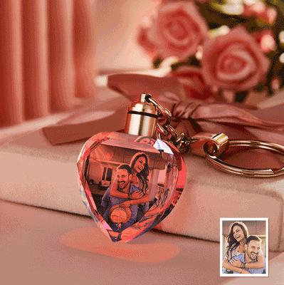 Custom Photo Crystal Keychain Heart-shaped Keychain Gift for Love