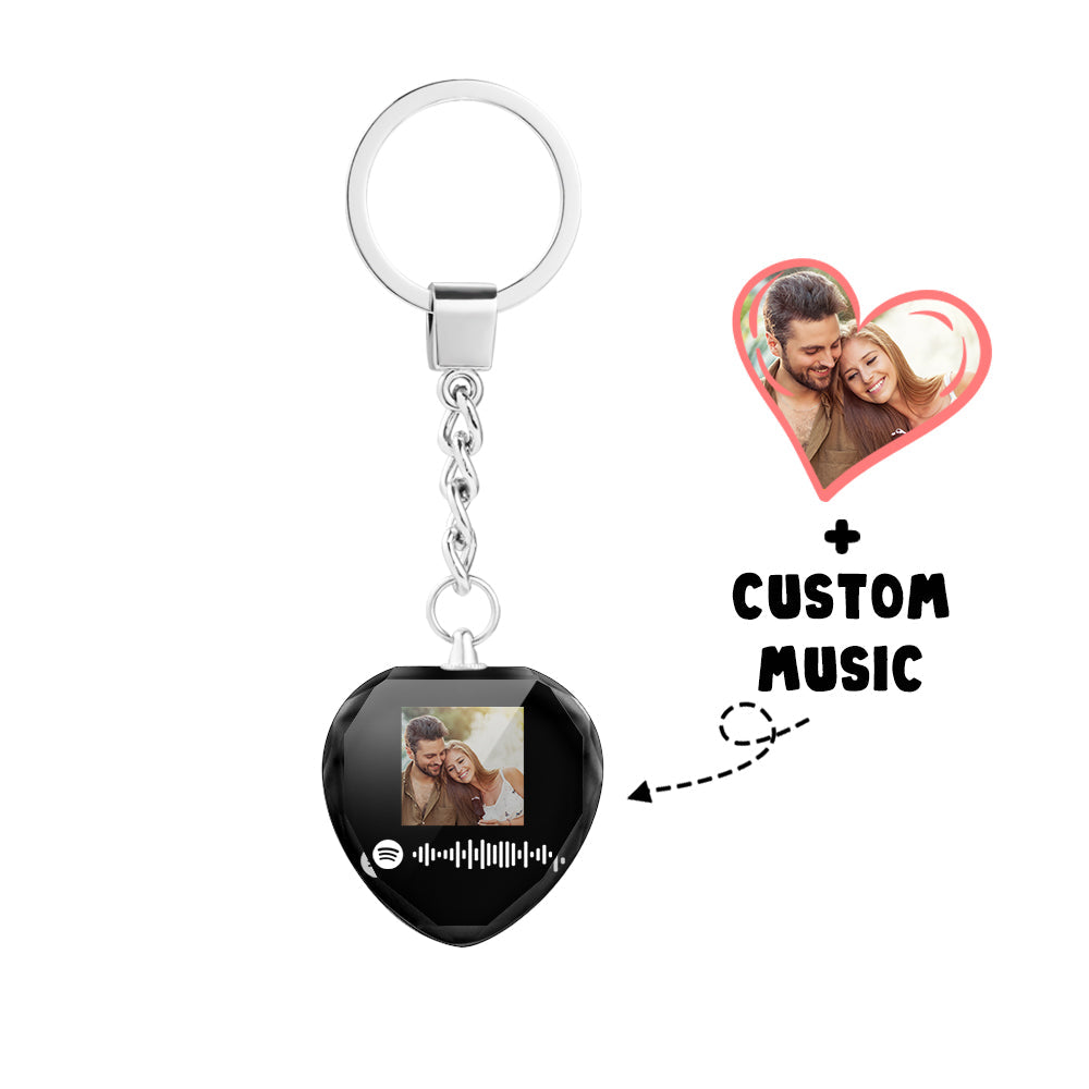 Scannable Custom Photo Spotify Code Keychain Engraved Music Song Crystal Keychain Memorial Gifts