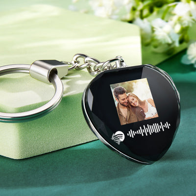 Scannable Custom Photo Spotify Code Keychain Engraved Music Song Crystal Keychain Memorial Gifts - photomoonlampuk