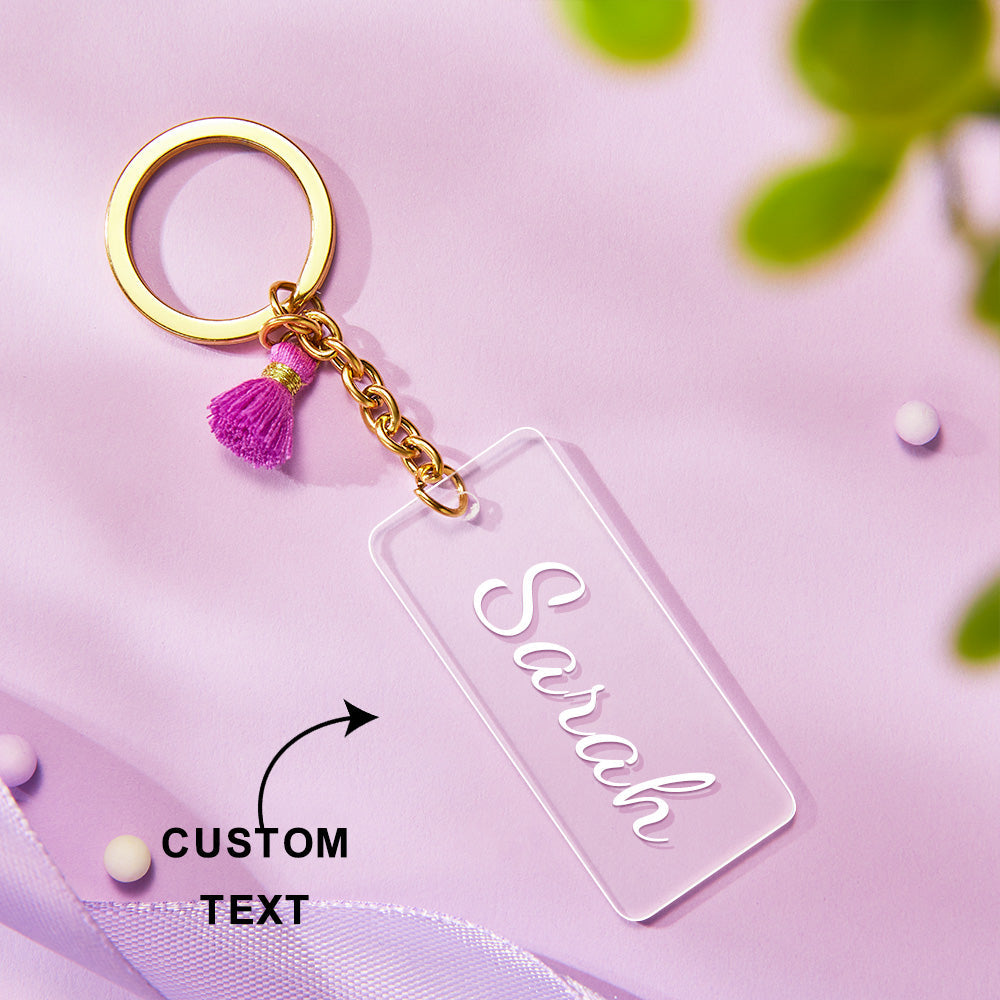 Custom Engraved Acrylic Keychains Tassel Keyring Name Keychain