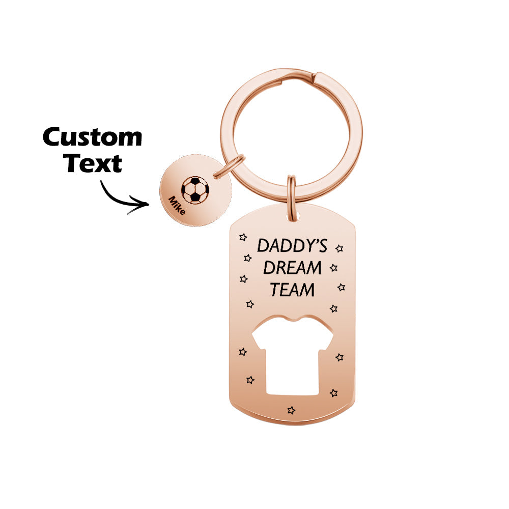 Personalized Engraved Football Daddy' Dream Team Keychain with Children's Names Key Ring Father's Day Gifts