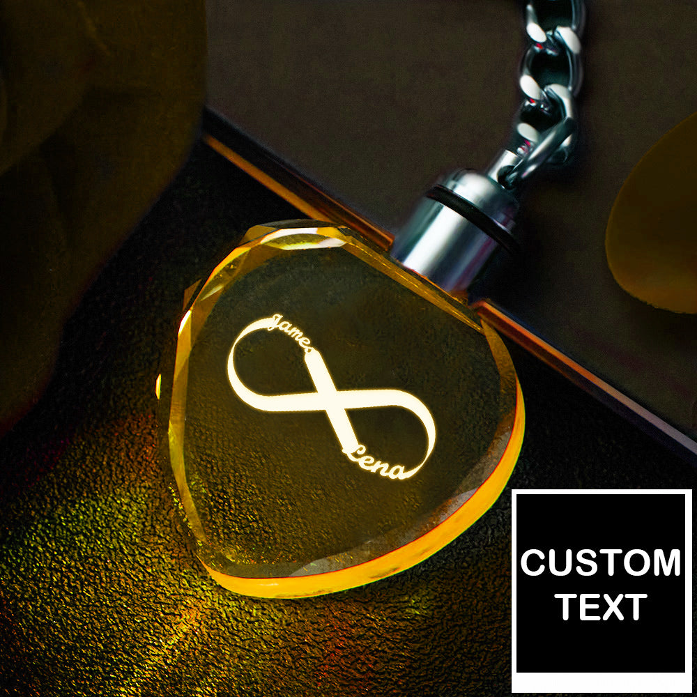 Custom Heart Crystal Keychain Keepsake Personalized Name Sign Light Infinity Love