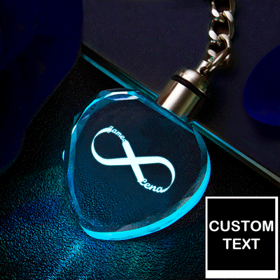 Custom Heart Crystal Keychain Keepsake Personalized Name Sign Light Infinity Love - photomoonlampuk