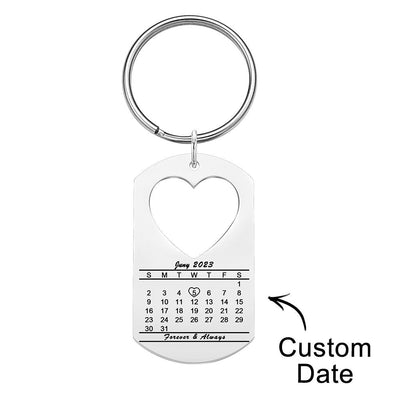Anniversary Gift Unique Calendar Keychain Personalized Date Engraved for Husband Keychains Engagement Gift for Him - photomoonlampuk