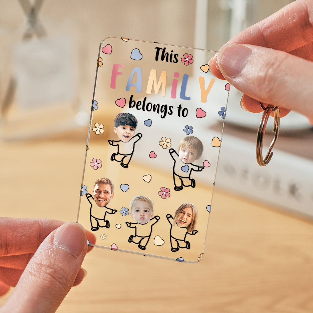 Custom Faces Acrylic Keychain Personalized Text Belongs To Anniversary Birthday Gift