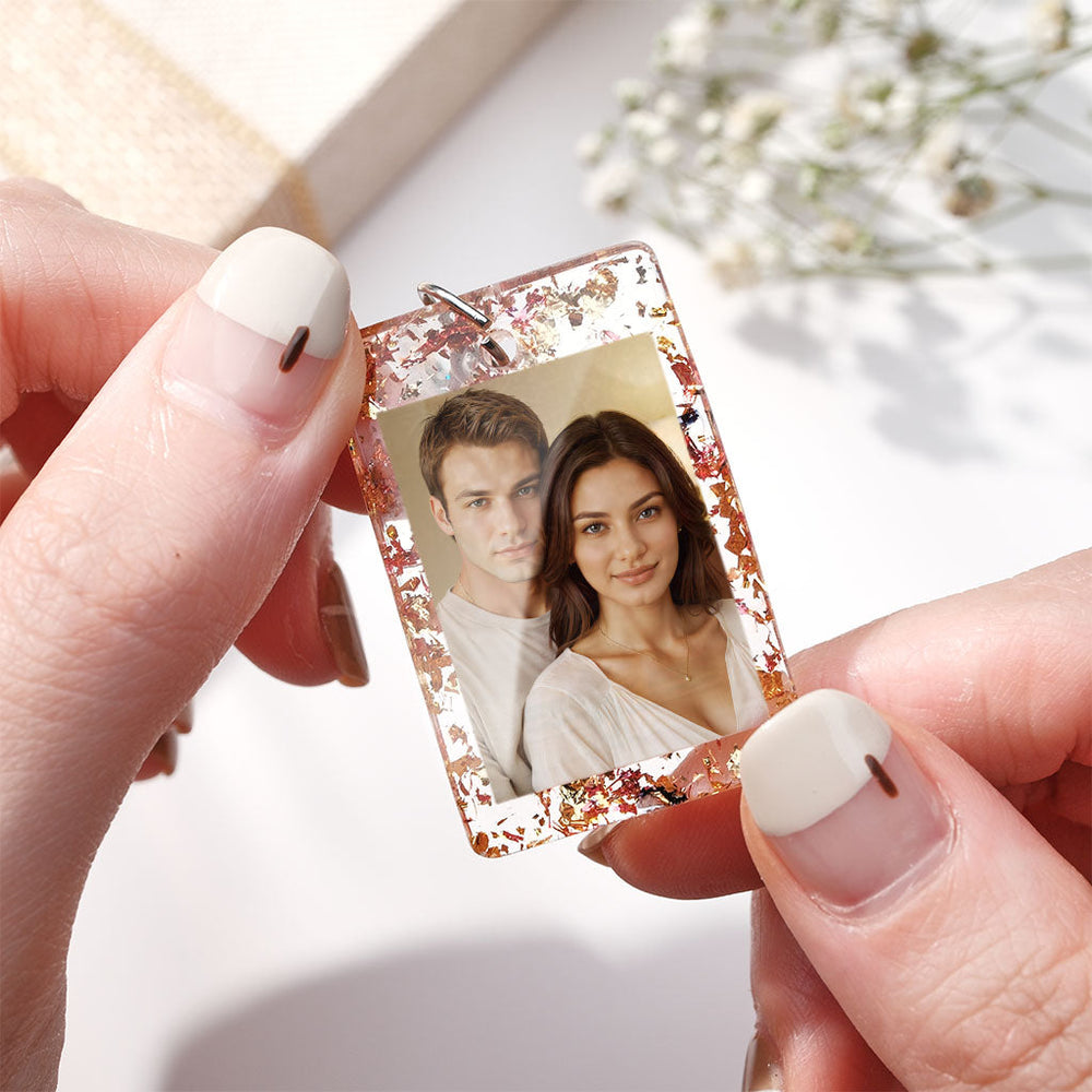 Personalized Photo Keychain Customized with Your Photo Resin Photo Keychain Anniversary Gift