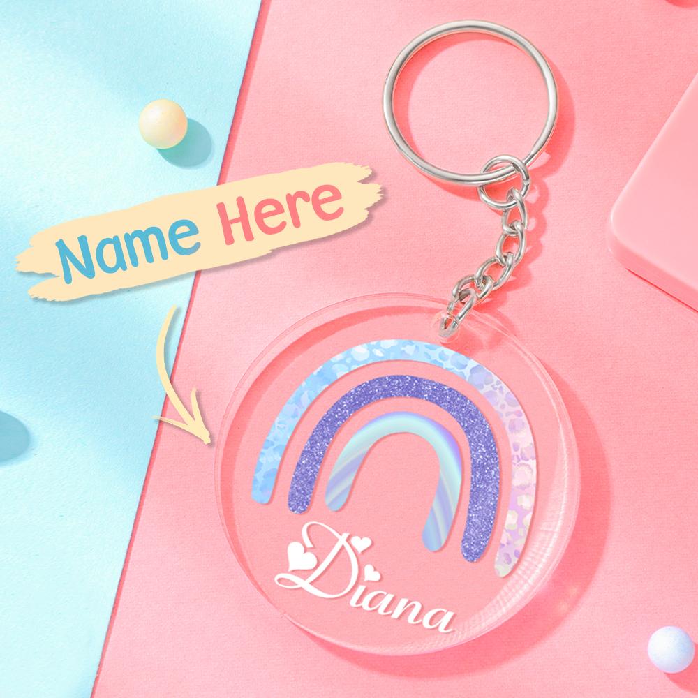 Custom Acrylic Rainbow Butterfly Keychains with Name 2 inch Gifts for Friends Besties