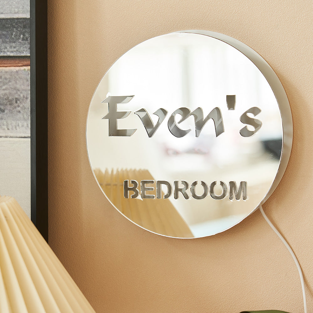 Custom Name Round Mirror Light Personalized LED Exquisite Home Gifts