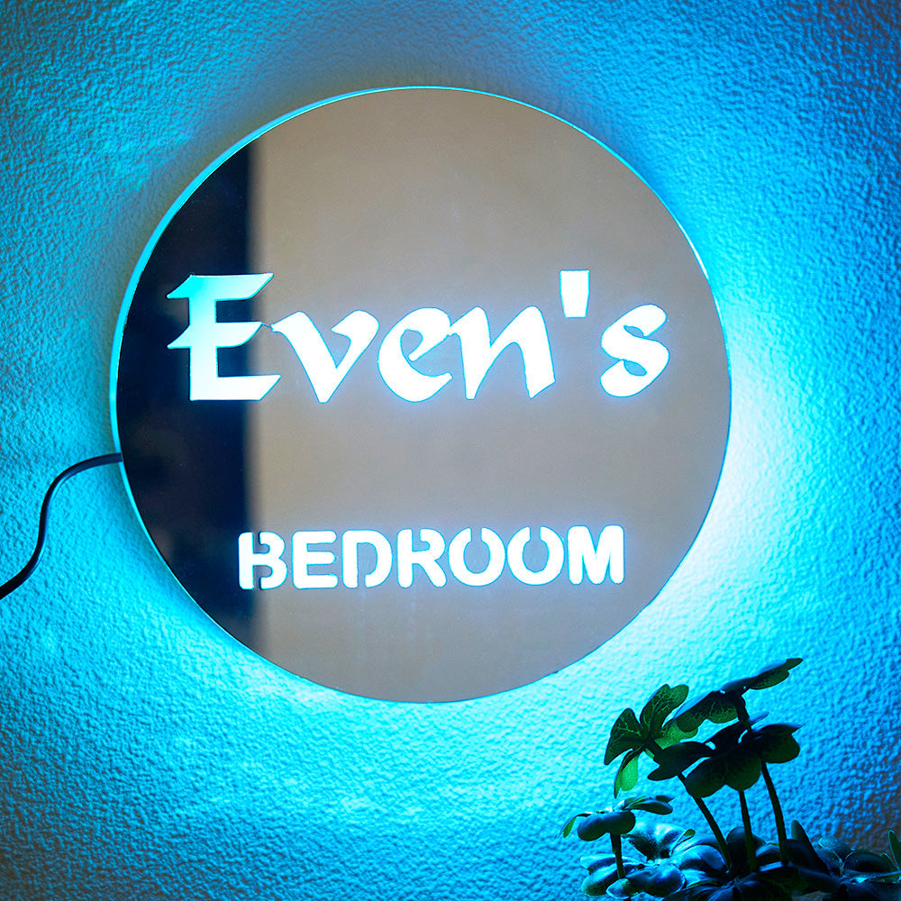 Custom Engraved Night Light Mirror Colorful Creative Bedroom Gifts