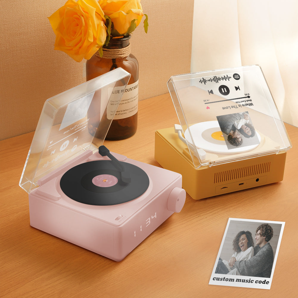 Personalized Photo Spotify Code Bluetooth Speaker Retro Alarm Clock For Music Lovers