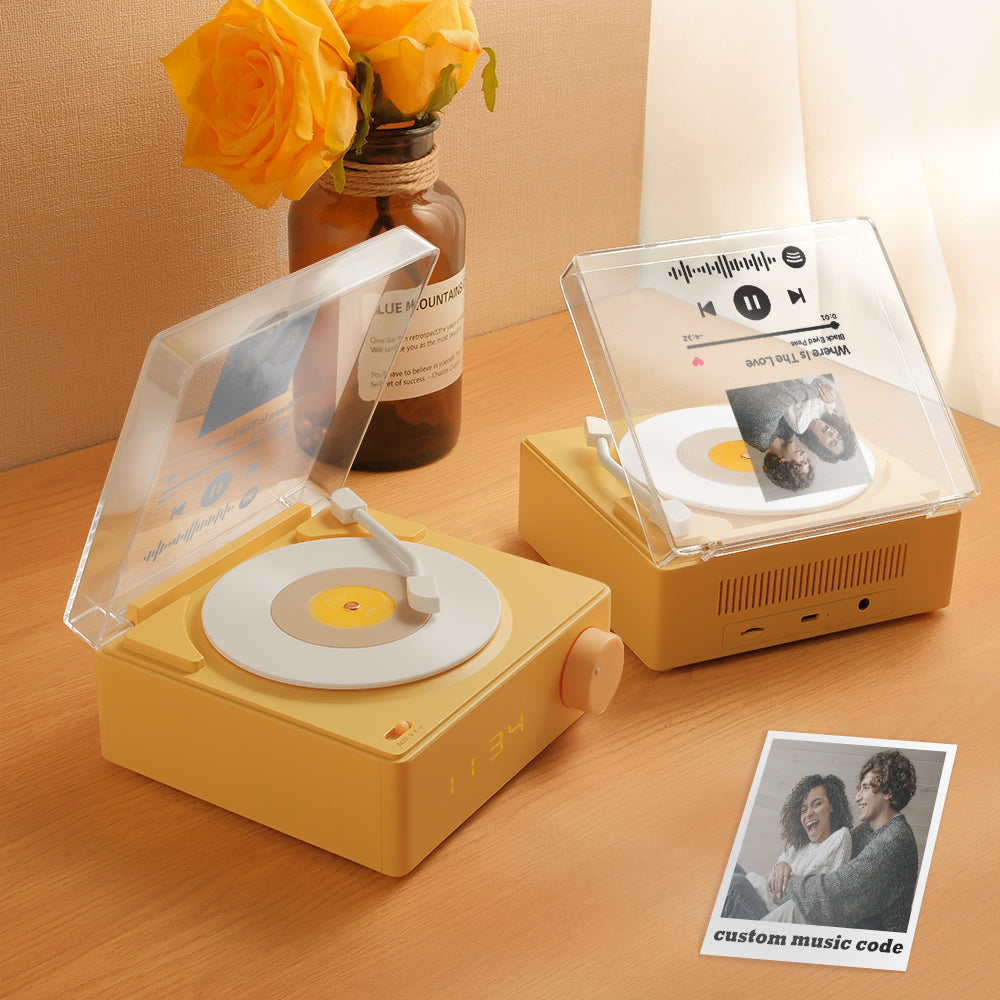 Personalized Photo Spotify Code Bluetooth Speaker Retro Alarm Clock For Music Lovers