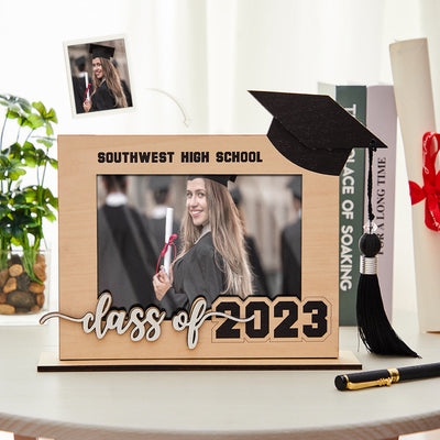 Custom Graduate Photo Frame Personalized Class School Wooden Frame Graduation Gift - photomoonlampuk