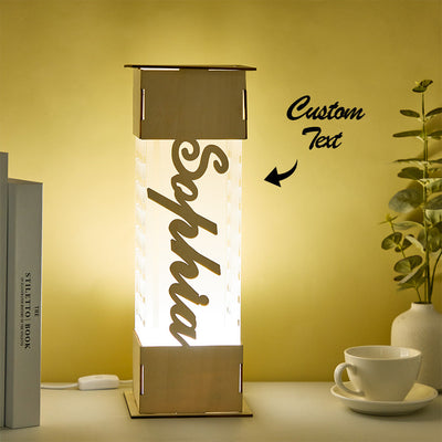 Personalized LED Lamp Custom Name Wooden Acrylic Night Light Birthday Gift - photomoonlampuk
