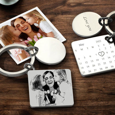 Best Gift Custom Photo Engraved Calendar Keychain Gift for Mum