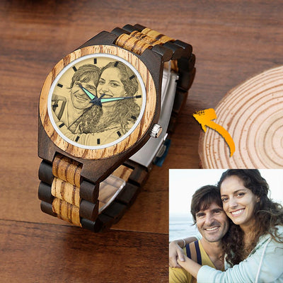 Custom Engraved Wooden Photo Watch Wooden Strap