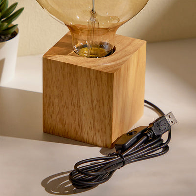 Square Log USB Lamp Holder - photomoonlampuk