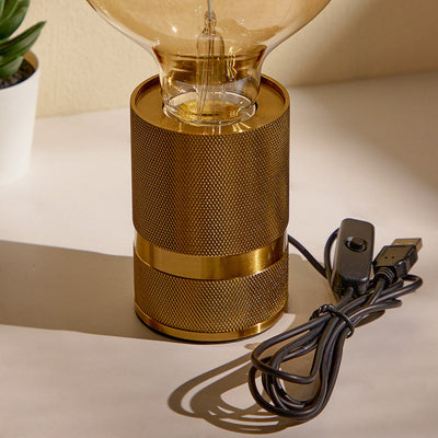 Retro Metal Mesh Bronze USB Lamp Holder - photomoonlampuk