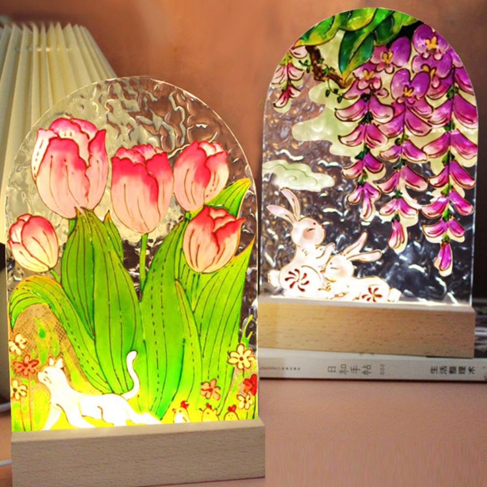 DIY Painting Night Light Set Water Wave Transparent Acrylic Drawing Board Lamp
