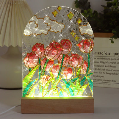 DIY Painting Night Light Set Water Wave Transparent Acrylic Drawing Board Lamp - photomoonlampuk