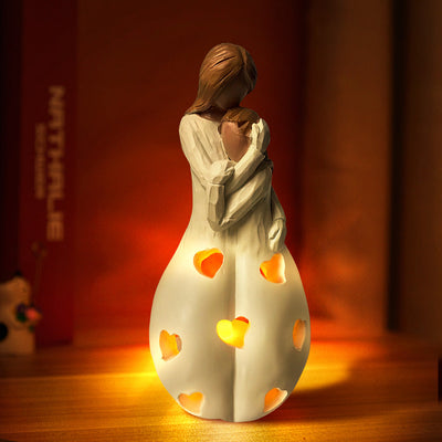 Mother's Day Candle Holder Statue with Flickering Led Candle Gifts for Mom - photomoonlampuk